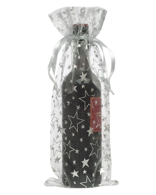 Organza (Fles)verpakking Stars, 15x38cm(BxH) 2-kleuren